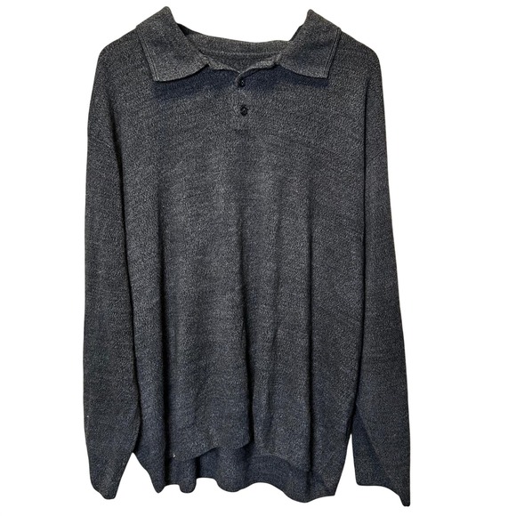 David Taylor Collection Men's Dark Gray Heathered Long Sleeve Polo Sweater 4XL - Picture 1 of 8